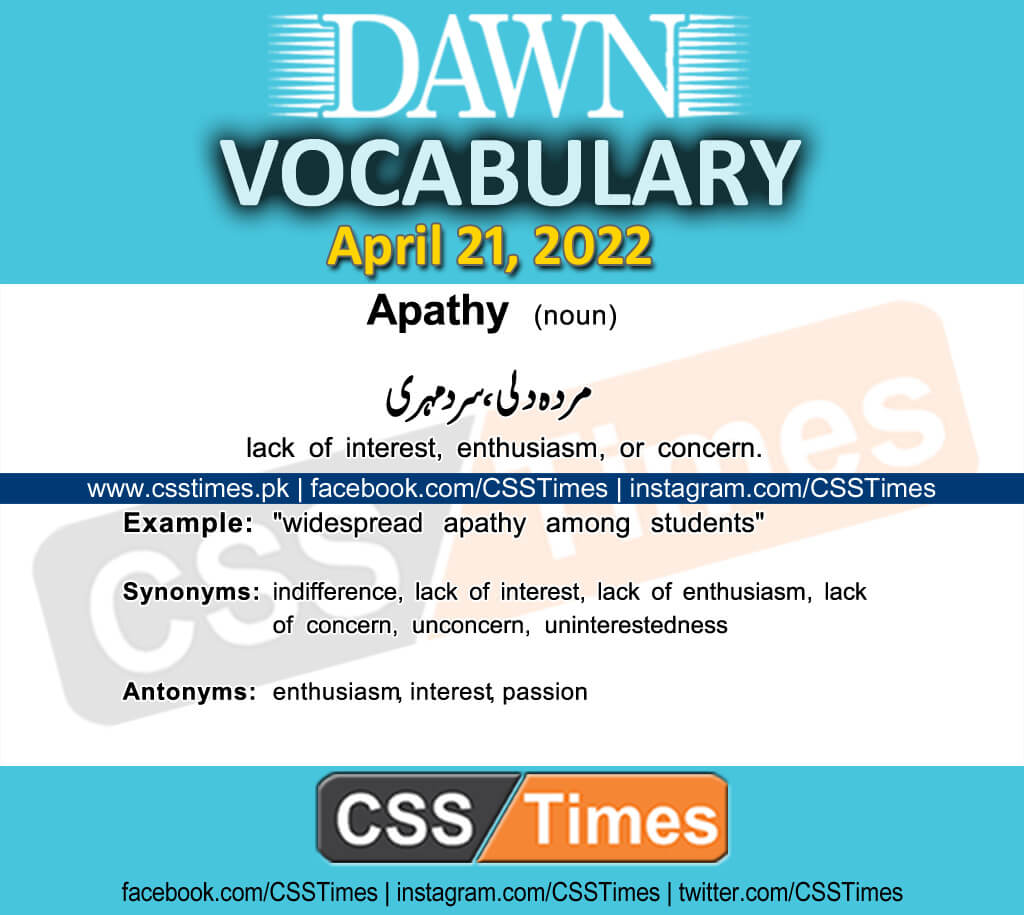 Daily DAWN News Vocabulary with Urdu Meaning (21 April 2022)