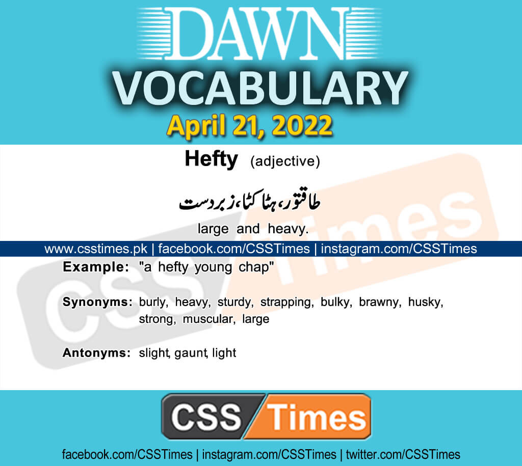 Daily DAWN News Vocabulary with Urdu Meaning (21 April 2022)