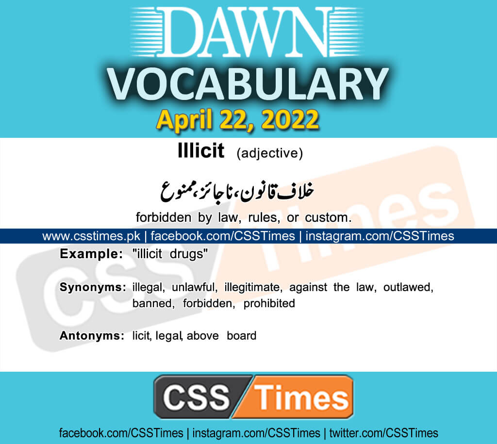 Daily DAWN News Vocabulary with Urdu Meaning (22 April 2022)