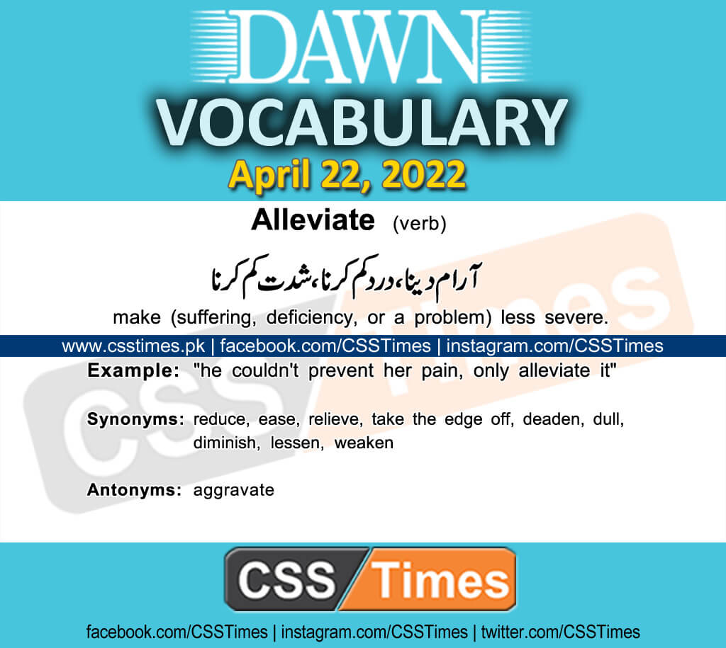 Daily DAWN News Vocabulary with Urdu Meaning (22 April 2022)