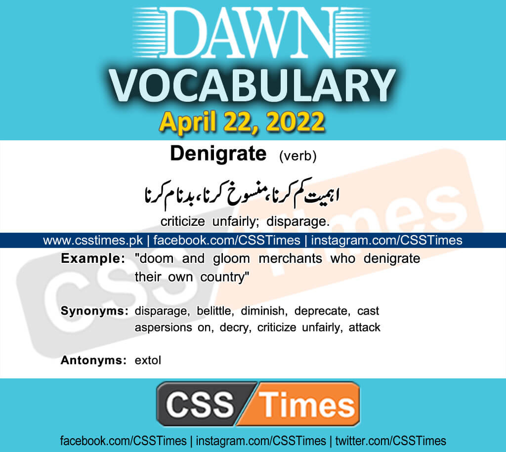 Daily DAWN News Vocabulary with Urdu Meaning (22 April 2022)