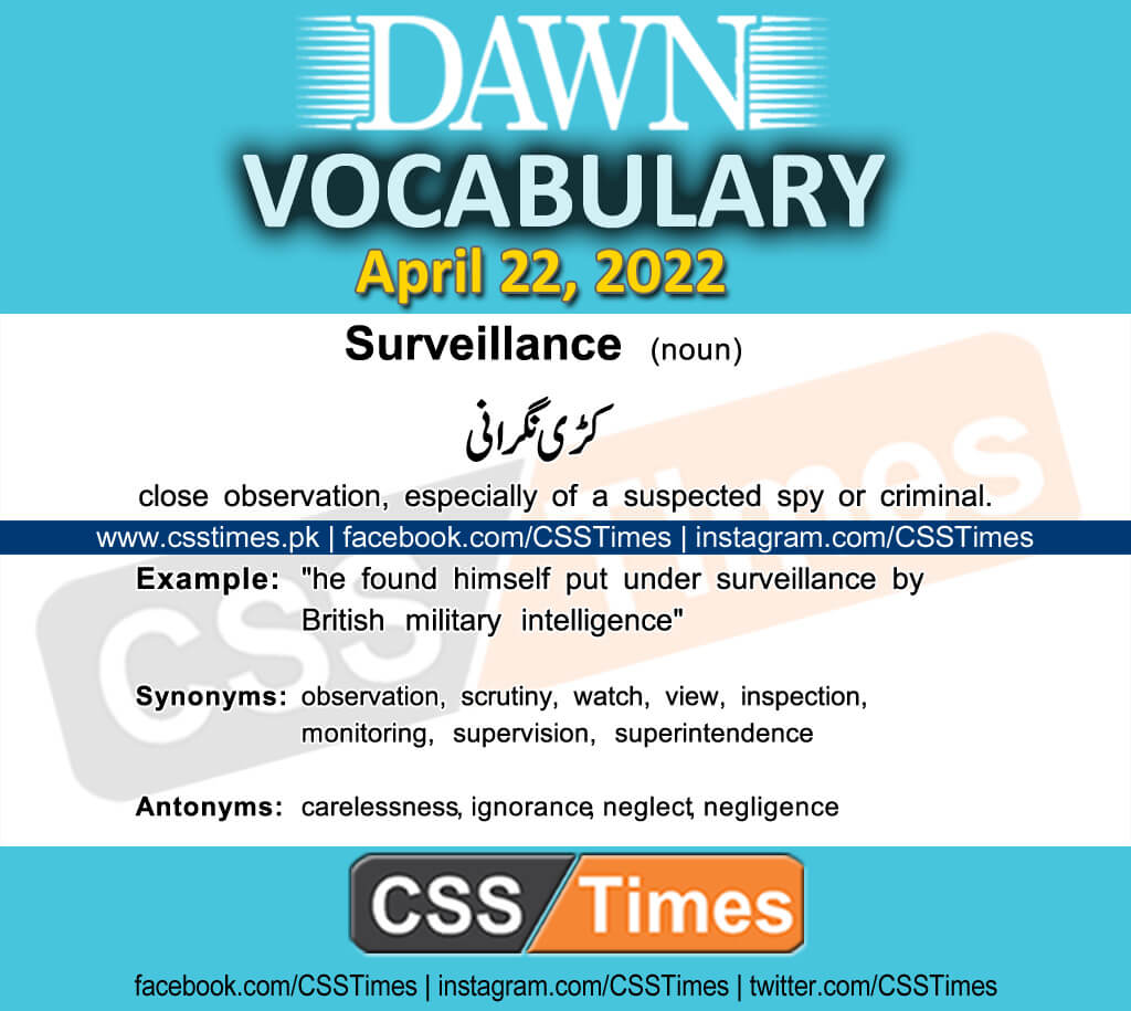 Daily DAWN News Vocabulary with Urdu Meaning (22 April 2022)