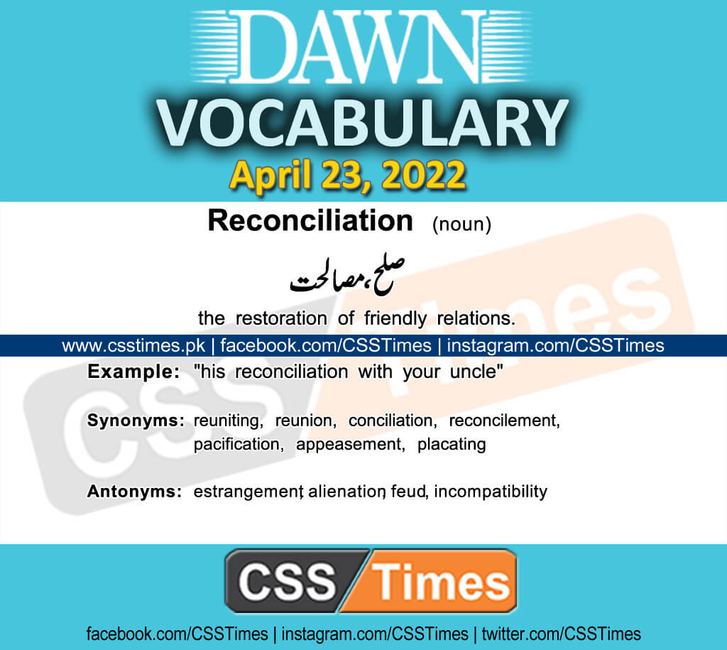 Daily DAWN News Vocabulary with Urdu Meaning (23 April 2022)