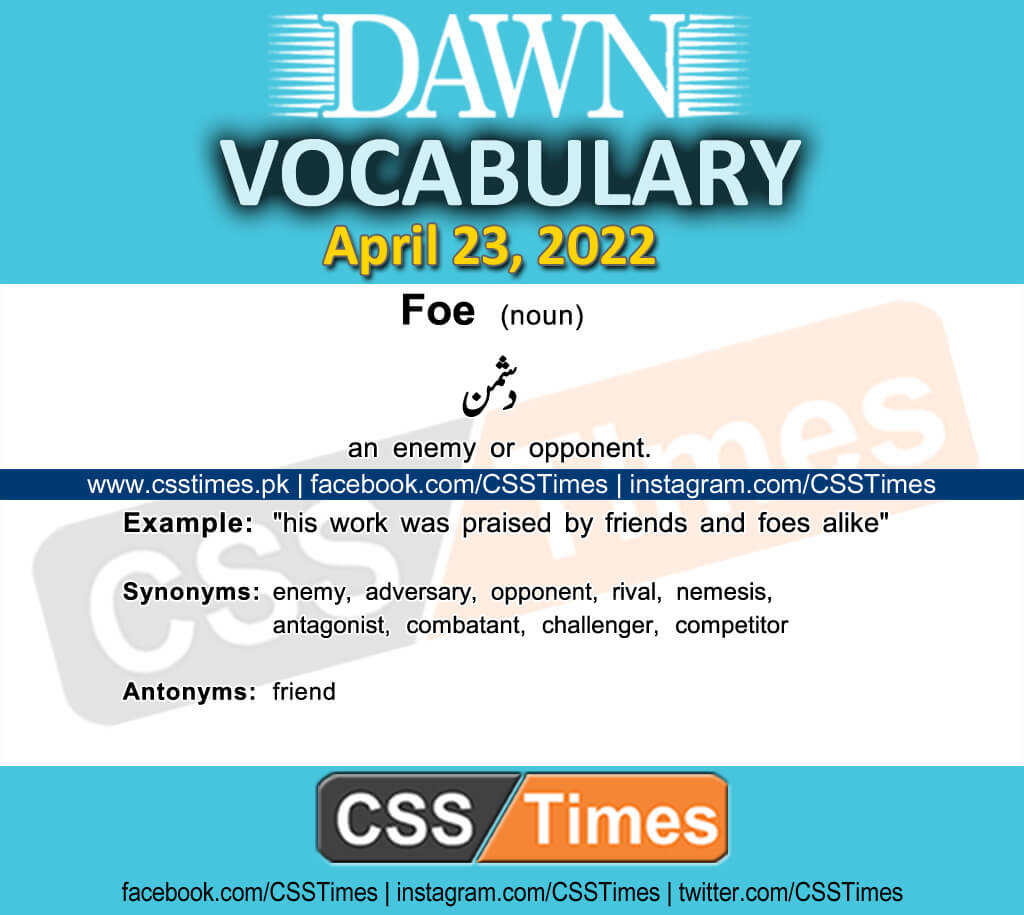 Daily DAWN News Vocabulary with Urdu Meaning (23 April 2022)