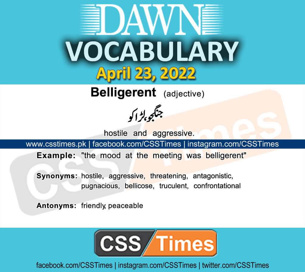 Daily DAWN News Vocabulary with Urdu Meaning (23 April 2022)