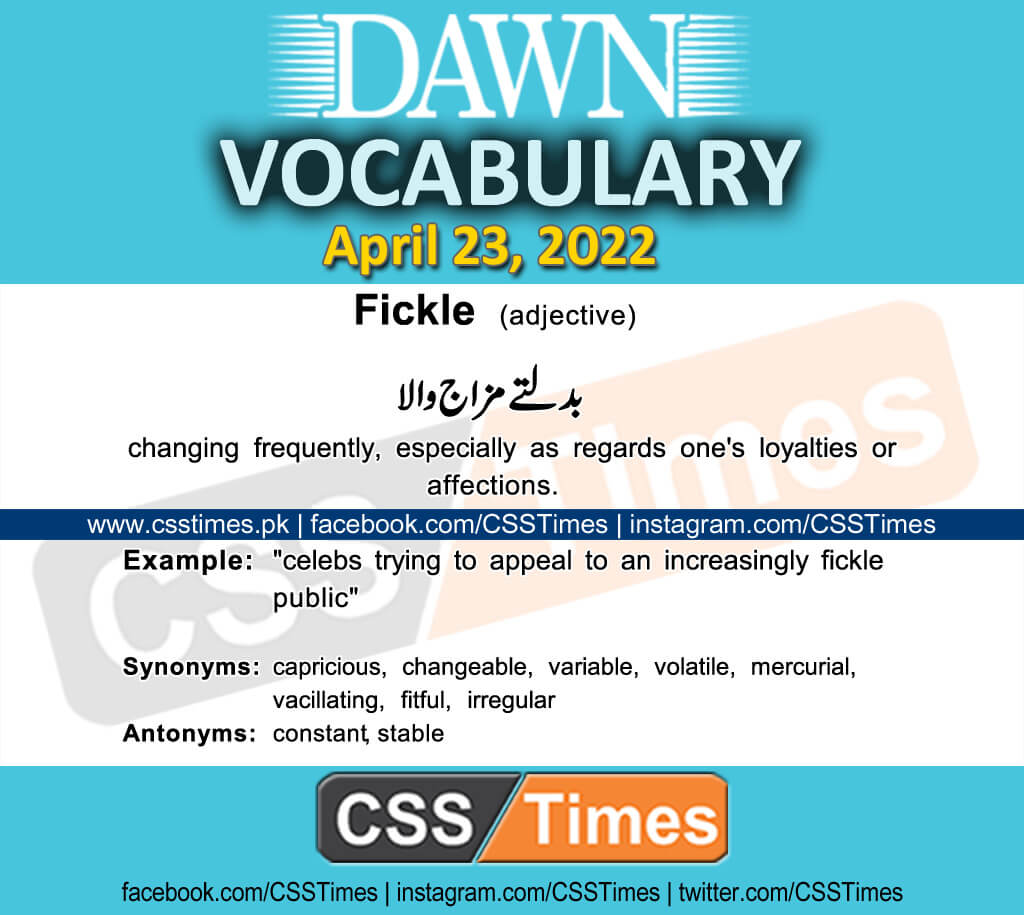 Daily DAWN News Vocabulary with Urdu Meaning (23 April 2022)