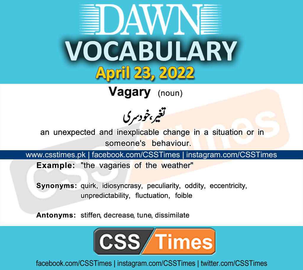 Daily DAWN News Vocabulary with Urdu Meaning (23 April 2022)