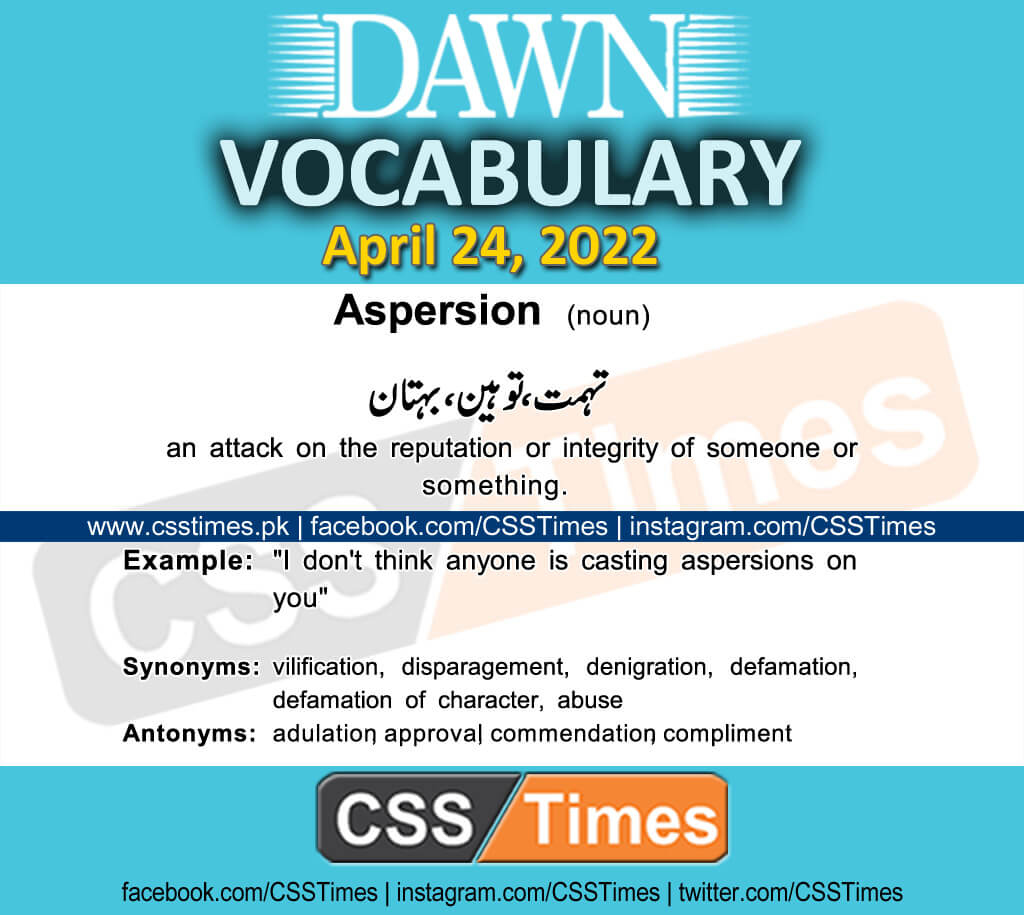 Daily DAWN News Vocabulary with Urdu Meaning (24 April 2022)