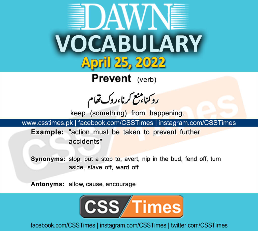 Daily DAWN News Vocabulary with Urdu Meaning (25 April 2022)