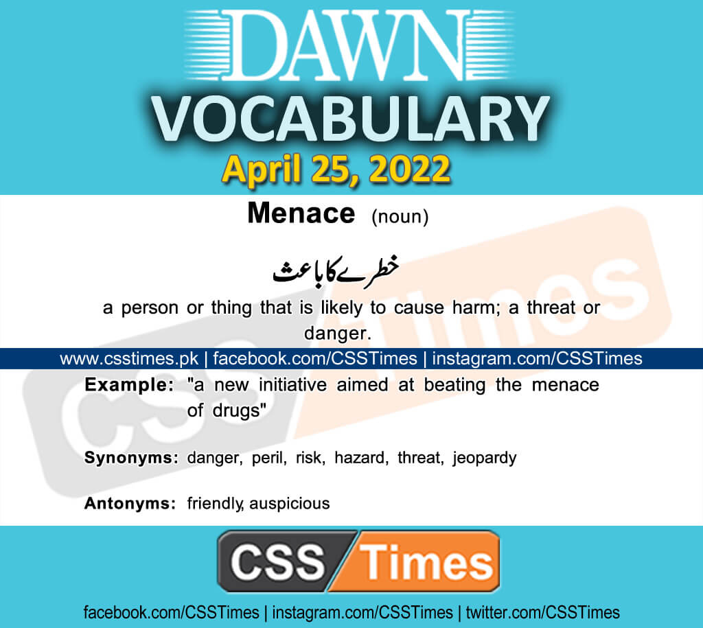Daily DAWN News Vocabulary with Urdu Meaning (25 April 2022)