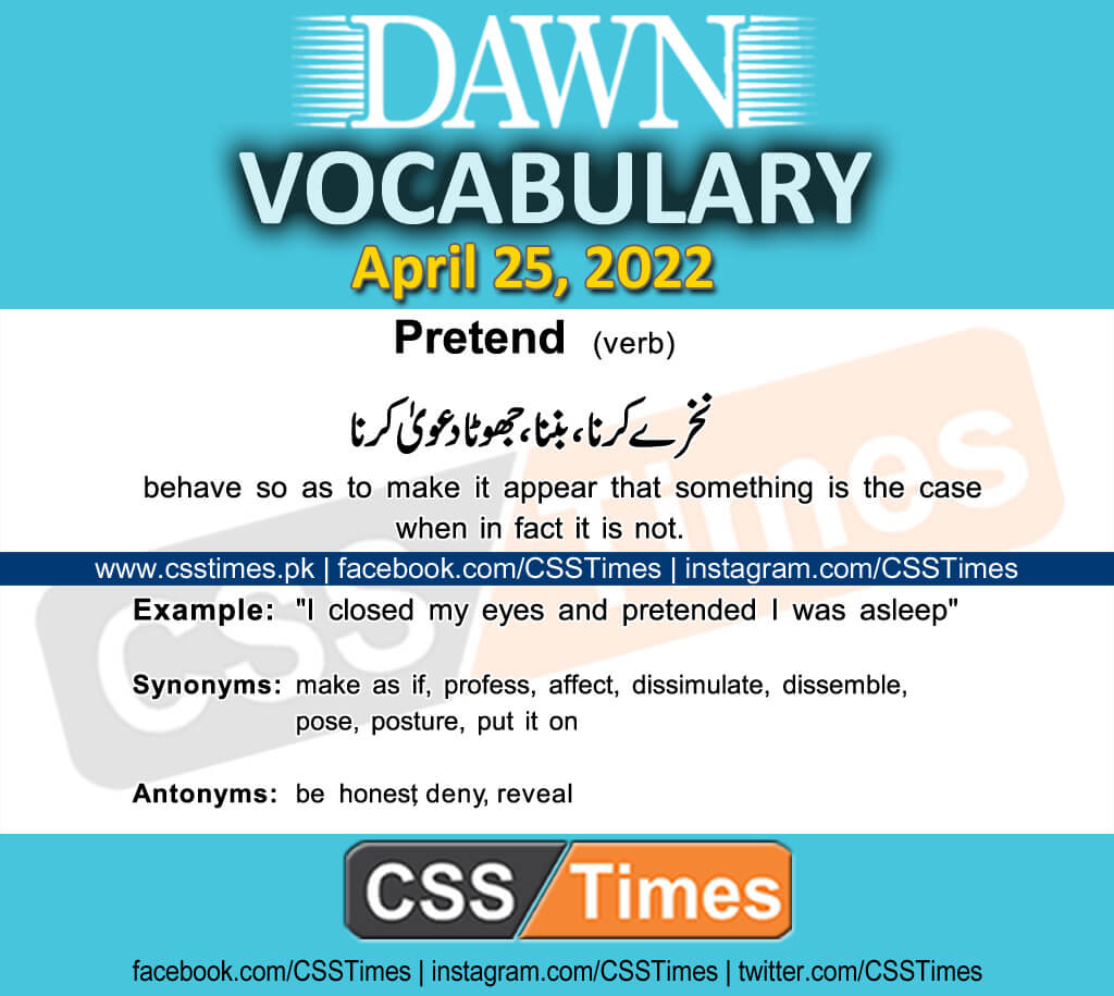 Daily DAWN News Vocabulary with Urdu Meaning (25 April 2022)