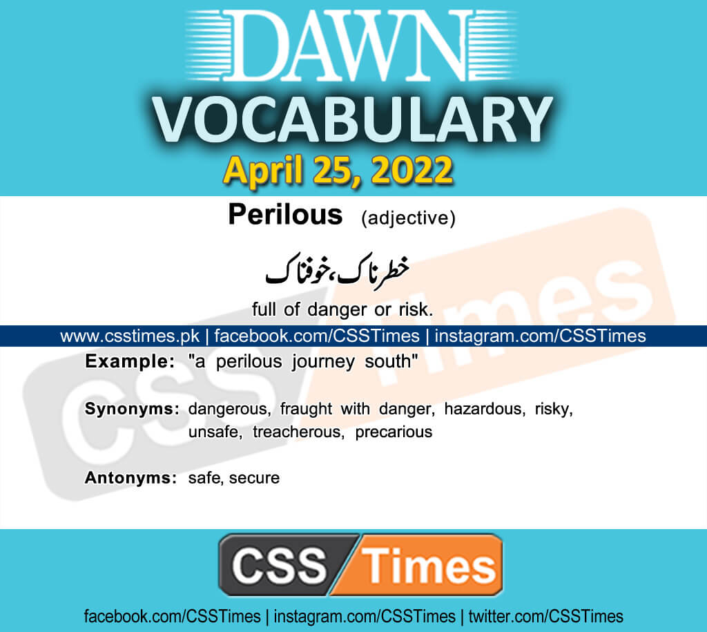 Daily DAWN News Vocabulary with Urdu Meaning (25 April 2022)