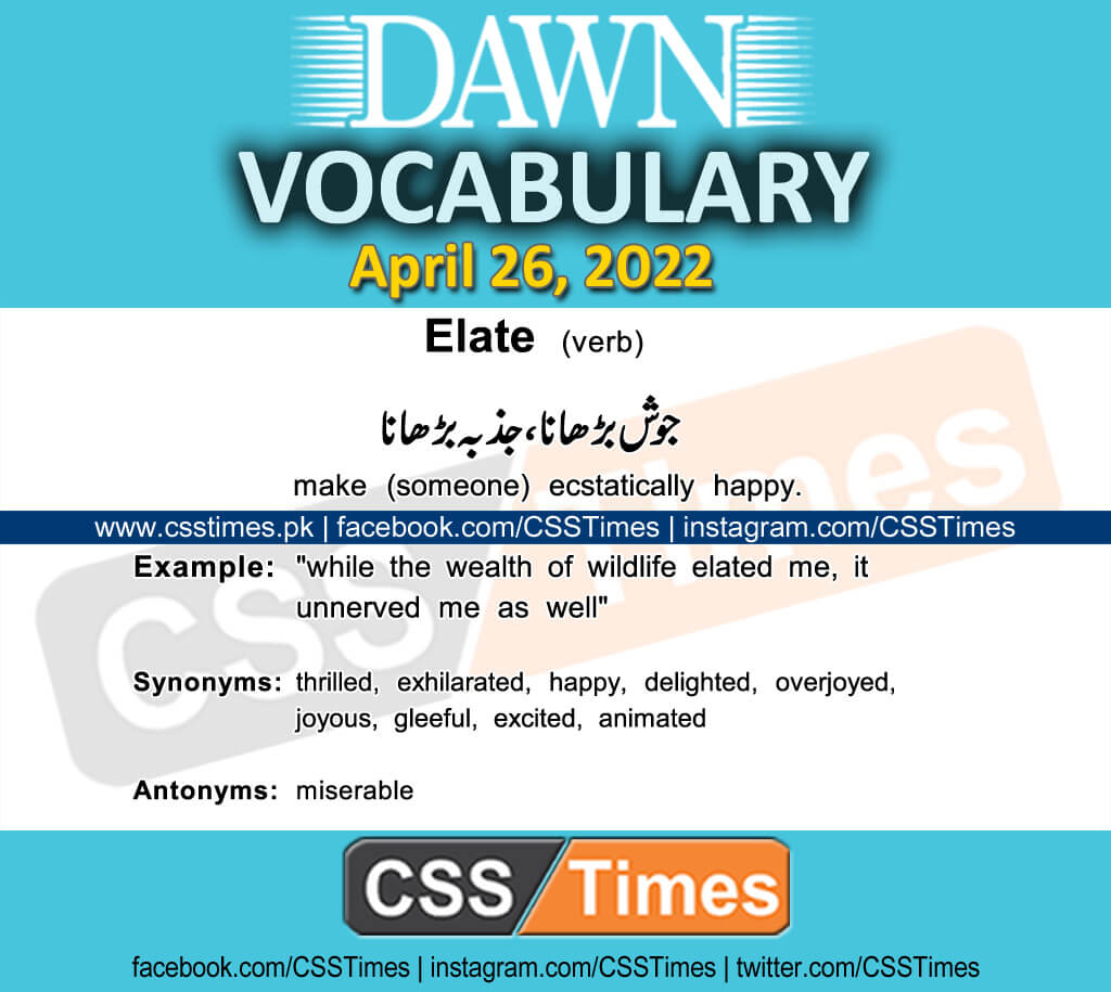 Daily DAWN News Vocabulary with Urdu Meaning (26 April 2022)