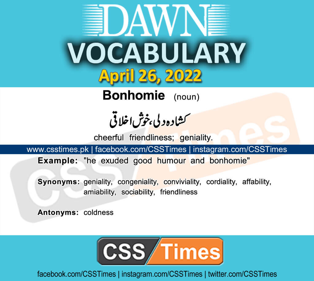 Daily DAWN News Vocabulary with Urdu Meaning (26 April 2022)