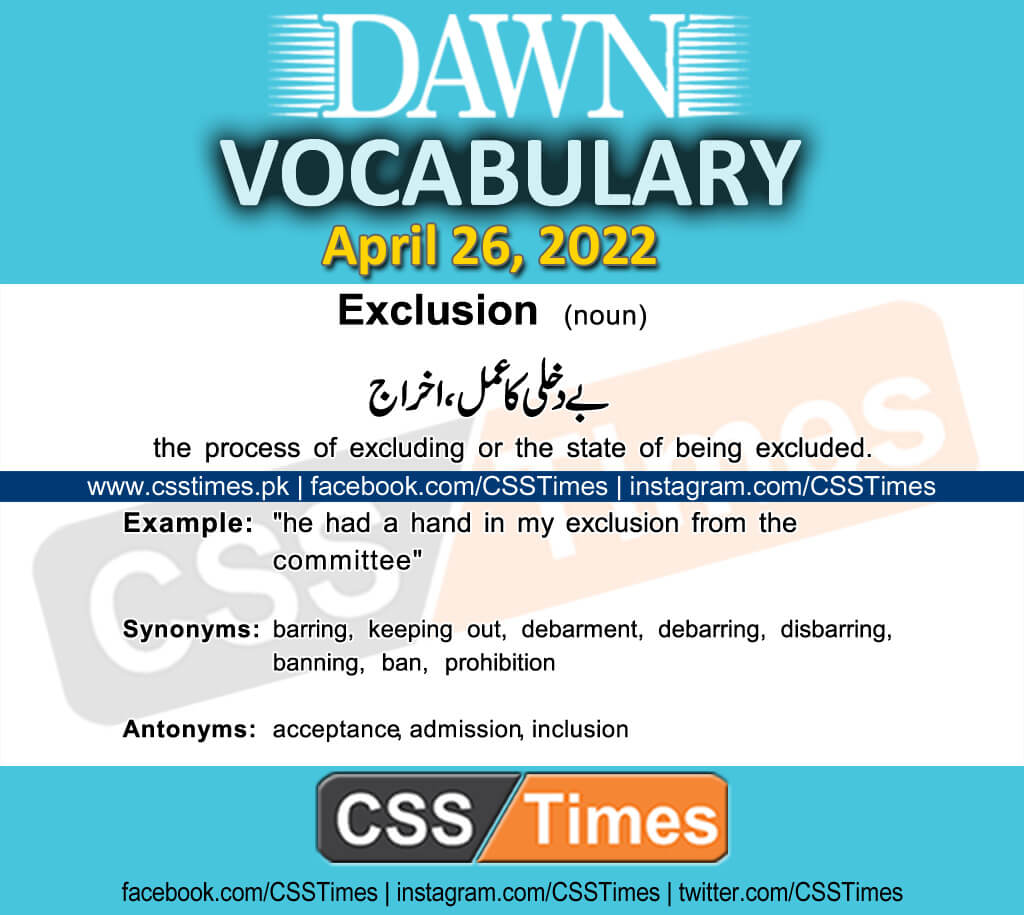 Daily DAWN News Vocabulary with Urdu Meaning (26 April 2022)