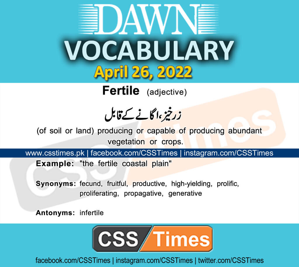 Daily DAWN News Vocabulary with Urdu Meaning (26 April 2022)