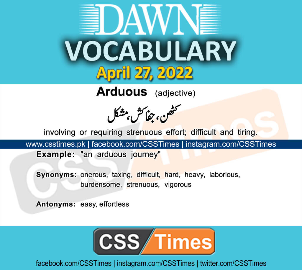 Daily DAWN News Vocabulary with Urdu Meaning (27 April 2022)