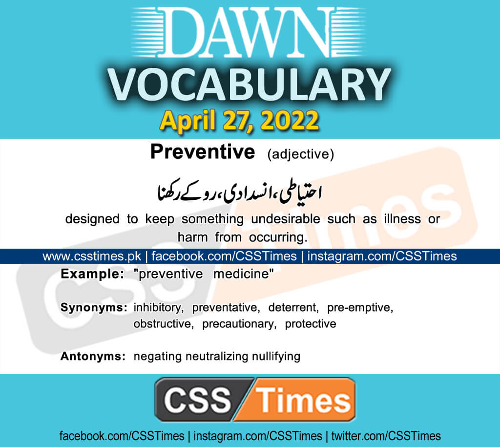 Daily DAWN News Vocabulary with Urdu Meaning (27 April 2022)