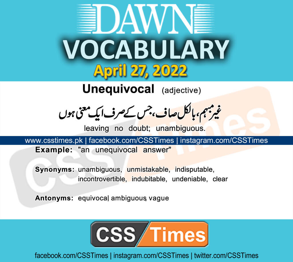 Daily DAWN News Vocabulary with Urdu Meaning (27 April 2022)