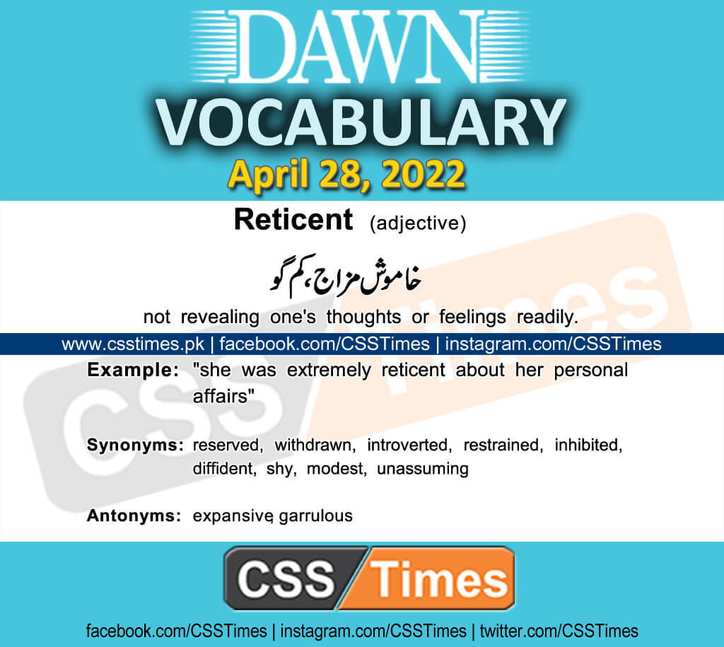 Daily DAWN News Vocabulary with Urdu Meaning (28 April 2022)