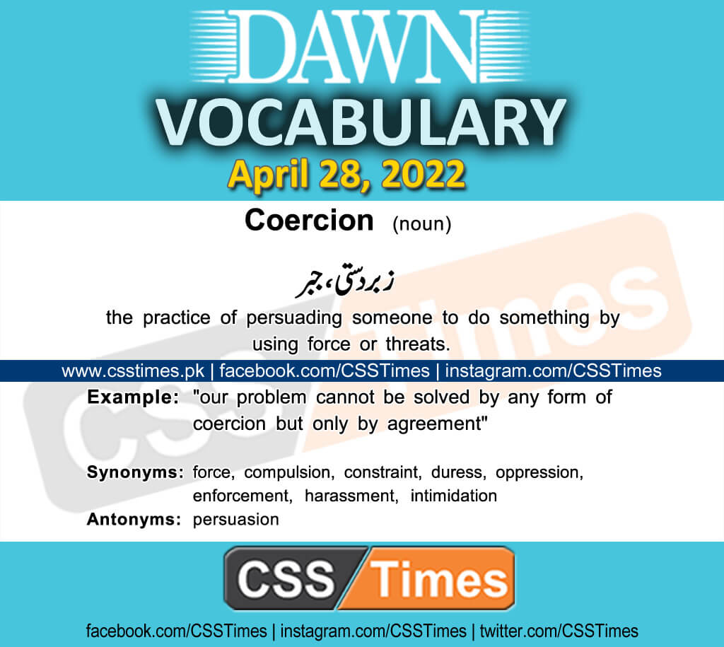 Daily DAWN News Vocabulary with Urdu Meaning (28 April 2022)