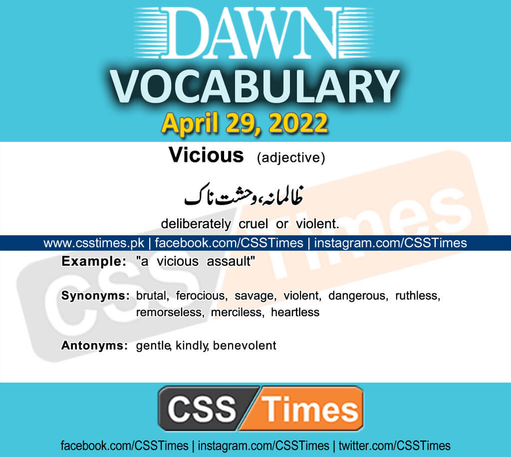 Daily DAWN News Vocabulary with Urdu Meaning (29 April 2022)