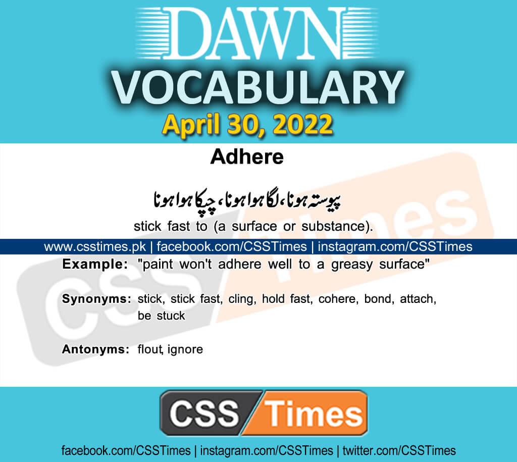 Daily DAWN News Vocabulary with Urdu Meaning (30 April 2022)