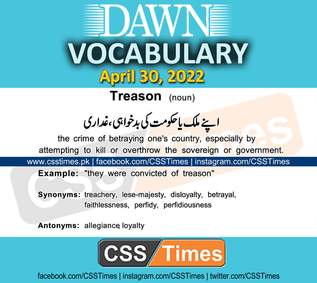 Daily DAWN News Vocabulary with Urdu Meaning (30 April 2022)