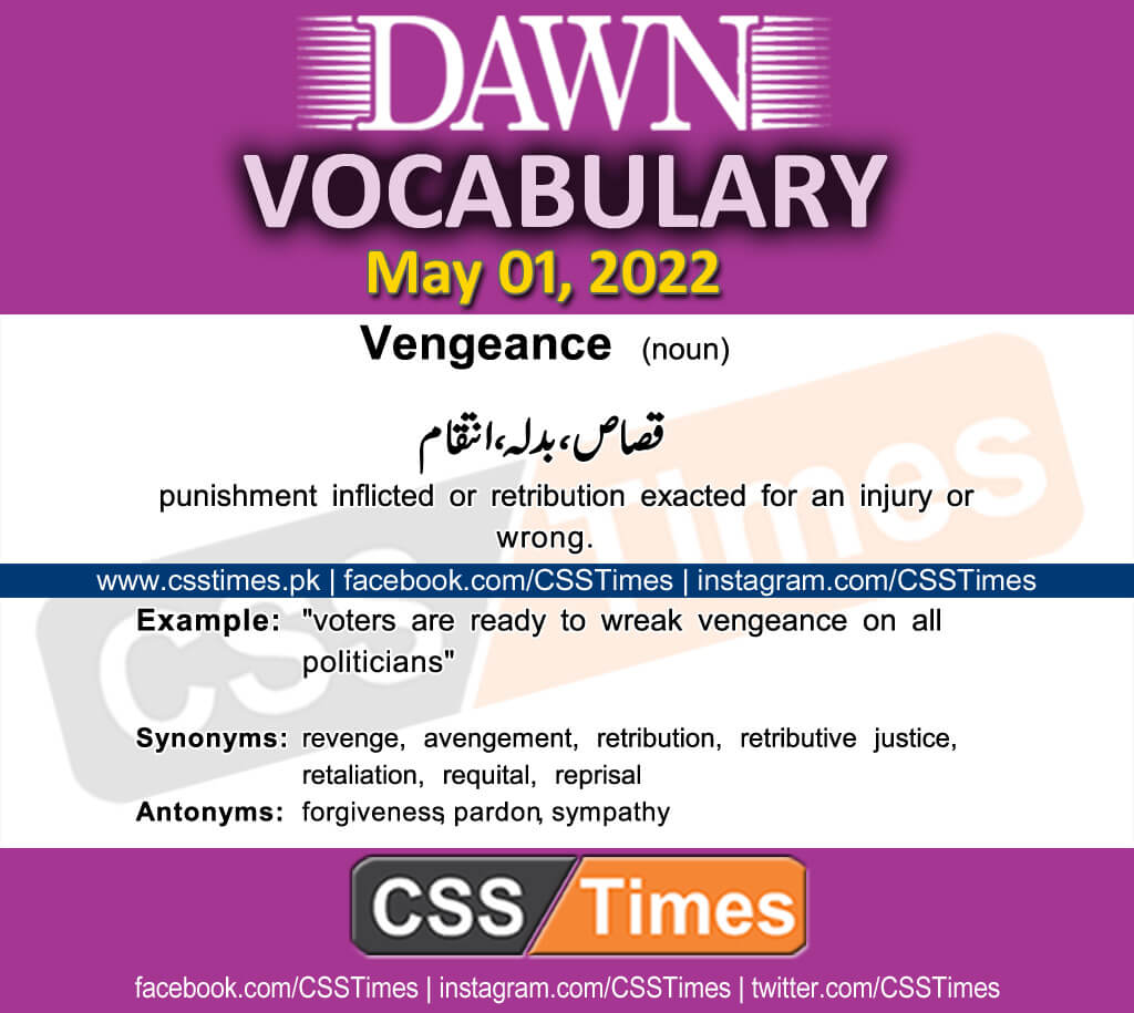 Daily DAWN News Vocabulary with Urdu Meaning (01 May 2022)