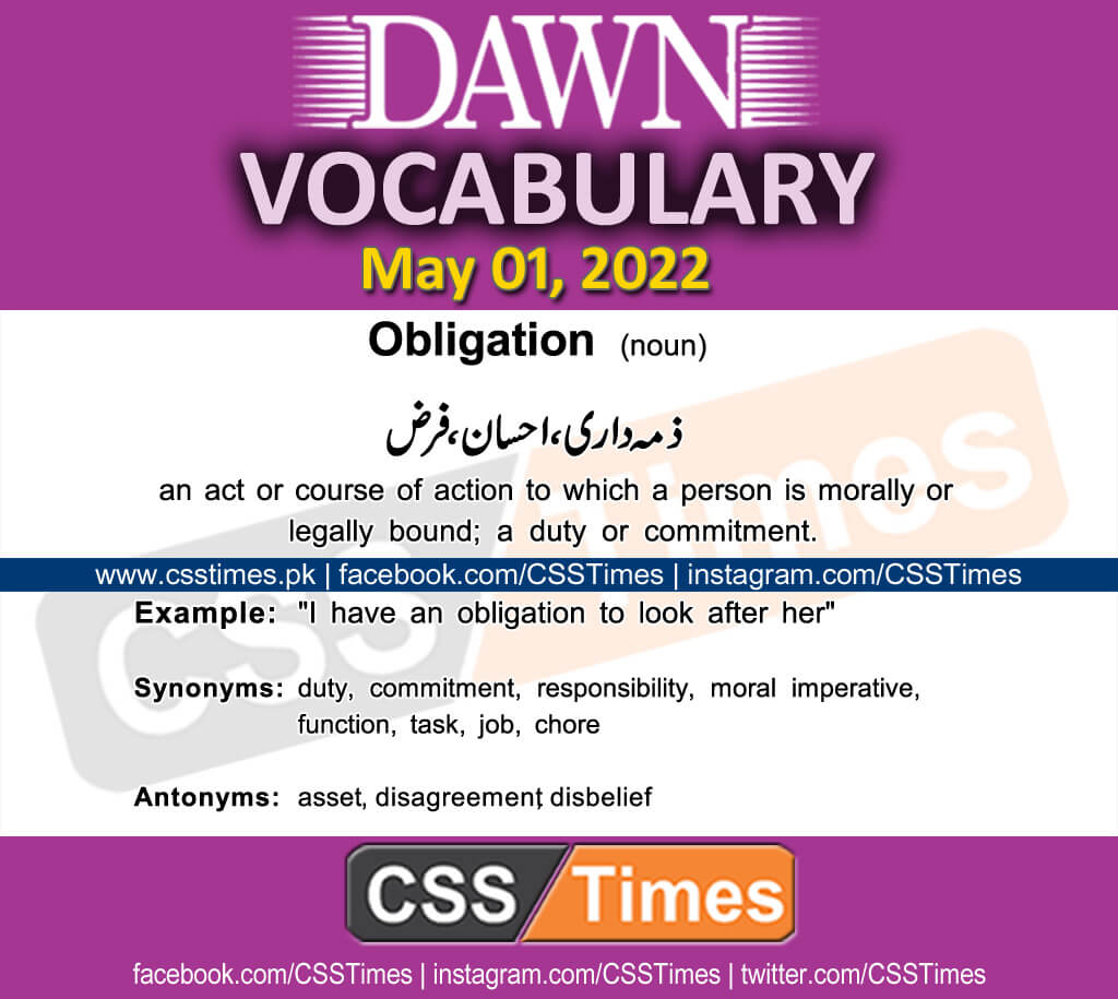 Daily DAWN News Vocabulary with Urdu Meaning (01 May 2022)