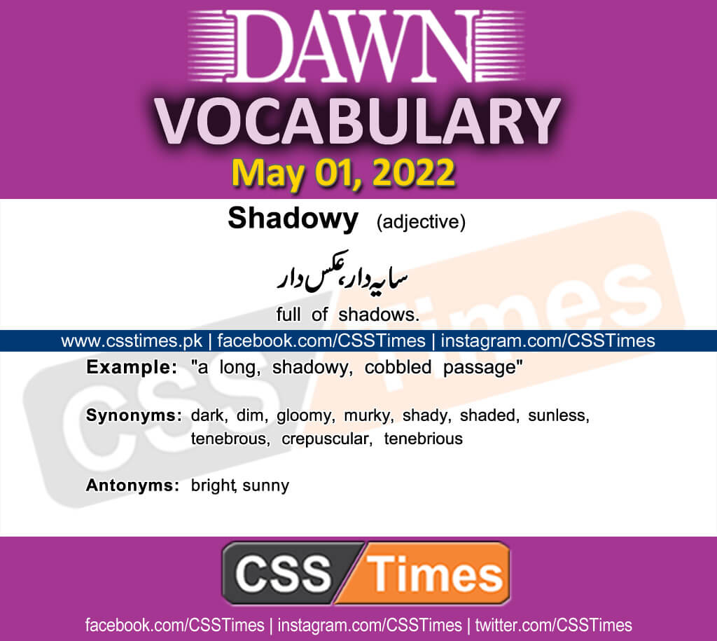 Daily DAWN News Vocabulary with Urdu Meaning (01 May 2022)