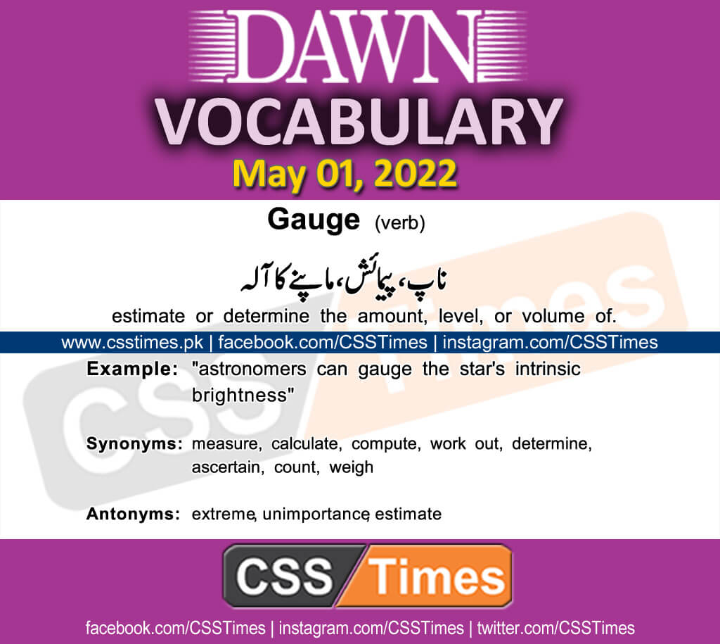 Daily DAWN News Vocabulary with Urdu Meaning (01 May 2022)