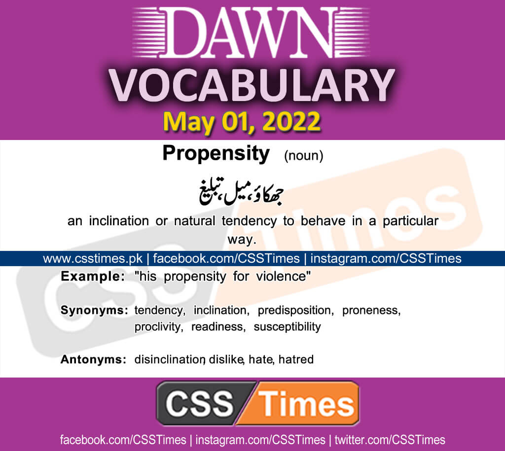 Daily DAWN News Vocabulary with Urdu Meaning (01 May 2022)