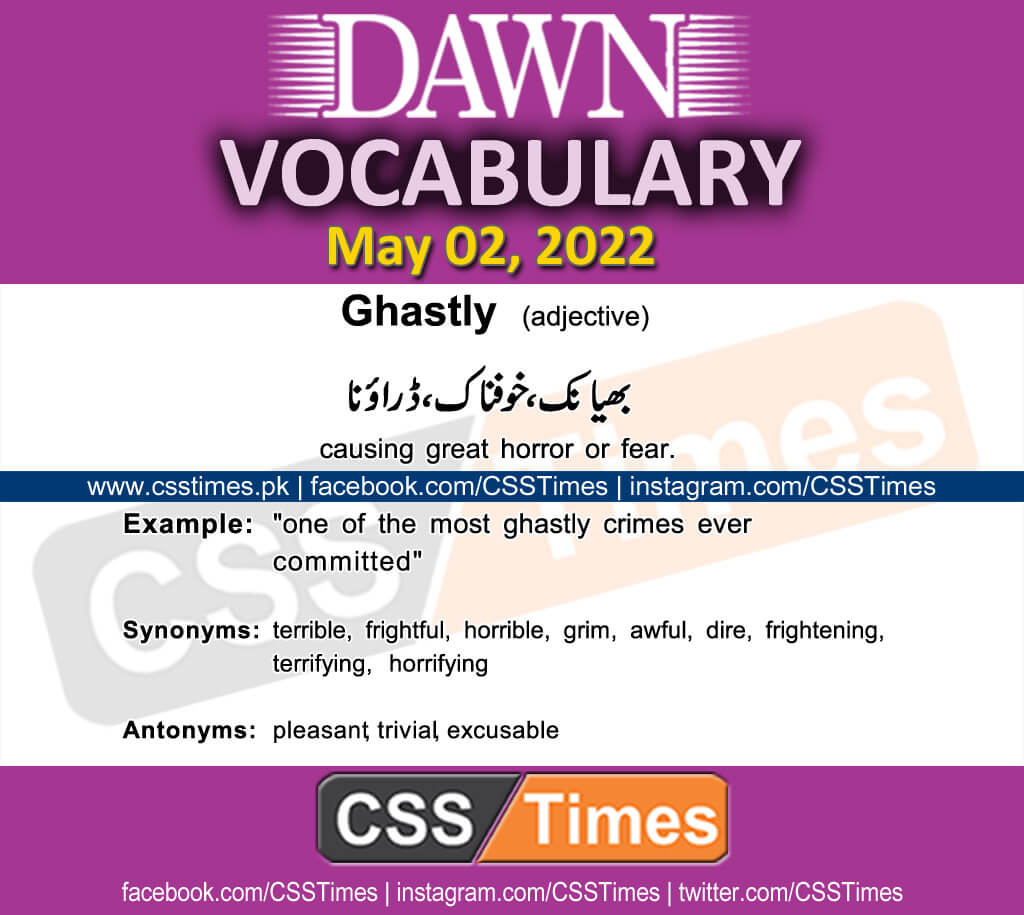 Daily DAWN News Vocabulary with Urdu Meaning (02 May 2022)