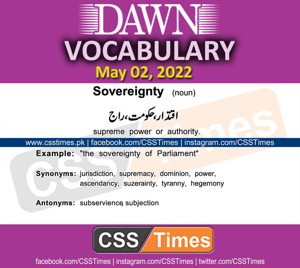 Daily DAWN News Vocabulary with Urdu Meaning (02 May 2022)