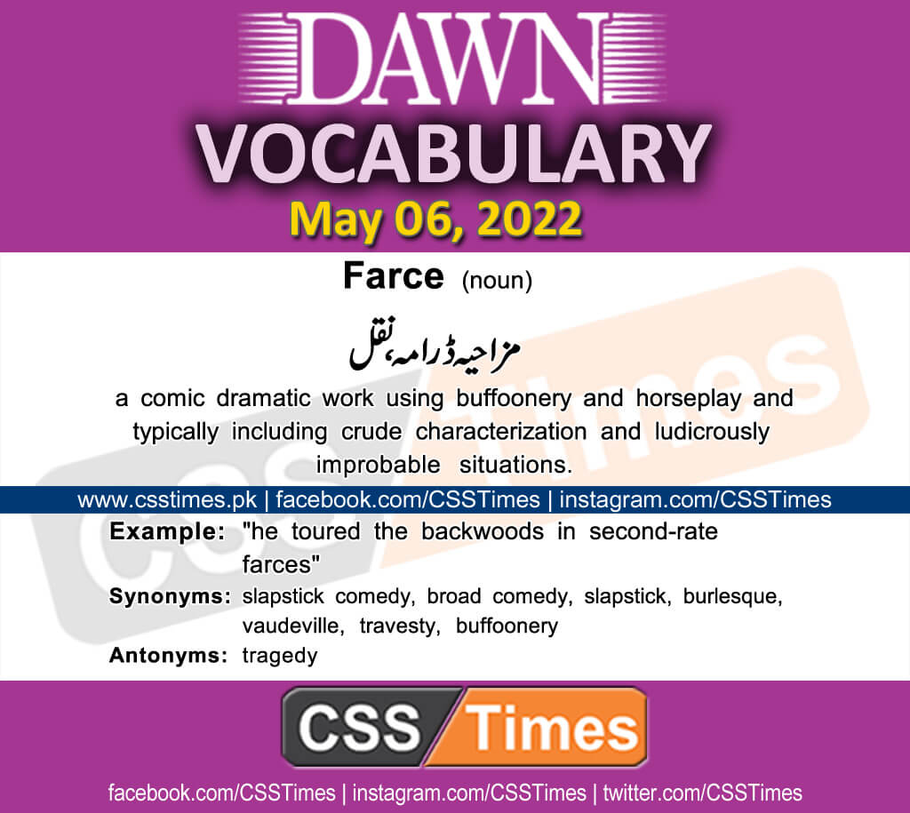 Daily Dawn Vocabulary with Urdu Meaning 06 March 2019