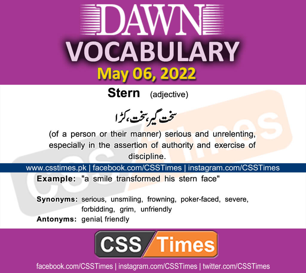 Daily DAWN News Vocabulary with Urdu Meaning (06 May 2022)