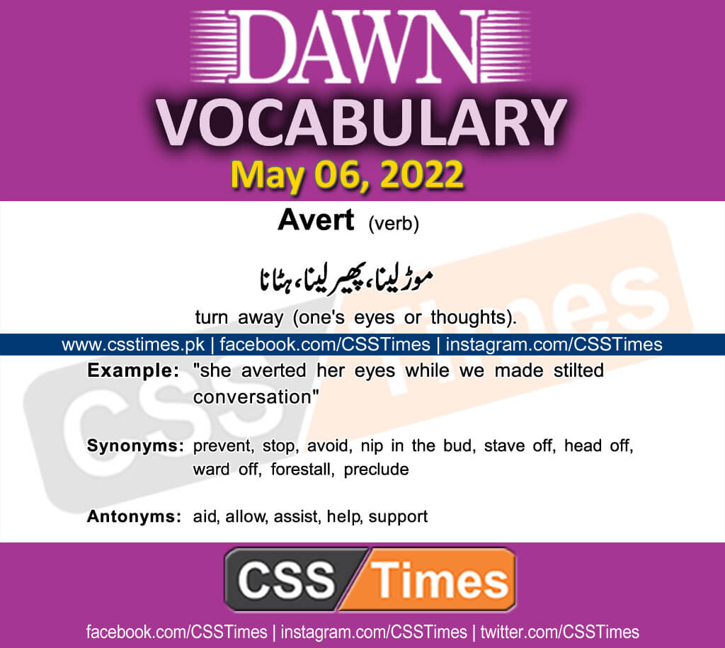 Daily DAWN News Vocabulary with Urdu Meaning (06 May 2022)