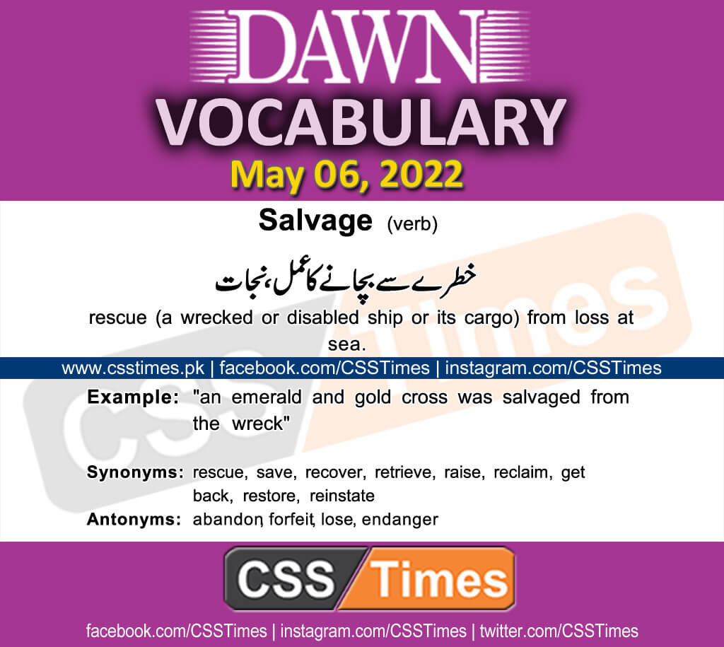 Daily DAWN News Vocabulary with Urdu Meaning (06 May 2022)