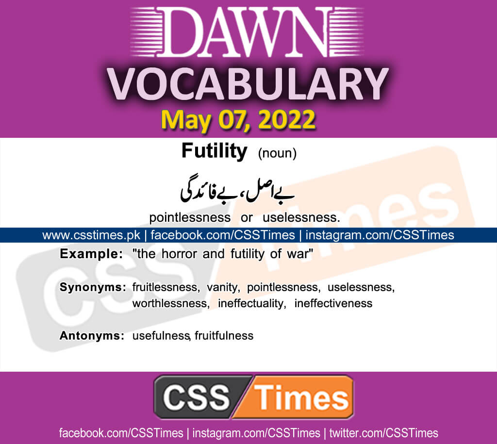 Daily DAWN News Vocabulary with Urdu Meaning (07 May 2022)