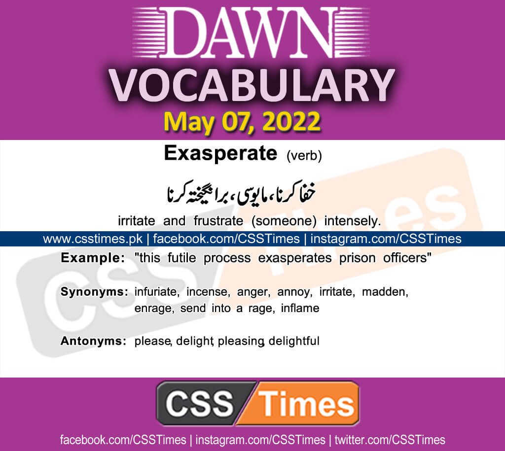 Daily DAWN News Vocabulary with Urdu Meaning (07 May 2022)