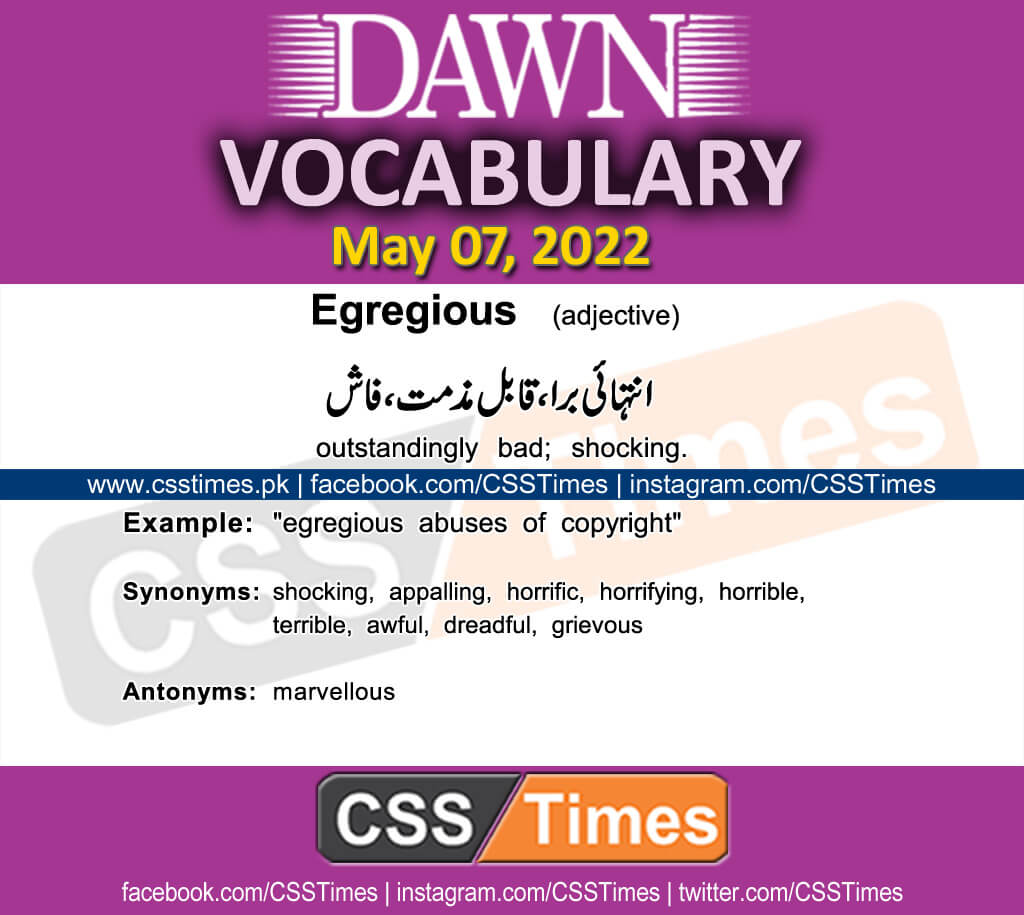 Daily DAWN News Vocabulary with Urdu Meaning (07 May 2022)