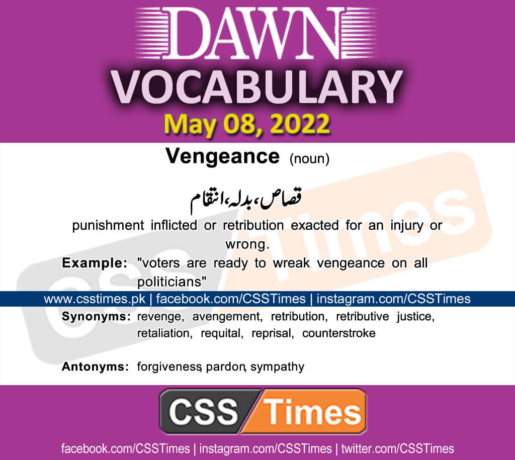 Daily DAWN News Vocabulary with Urdu Meaning (08 May 2022)