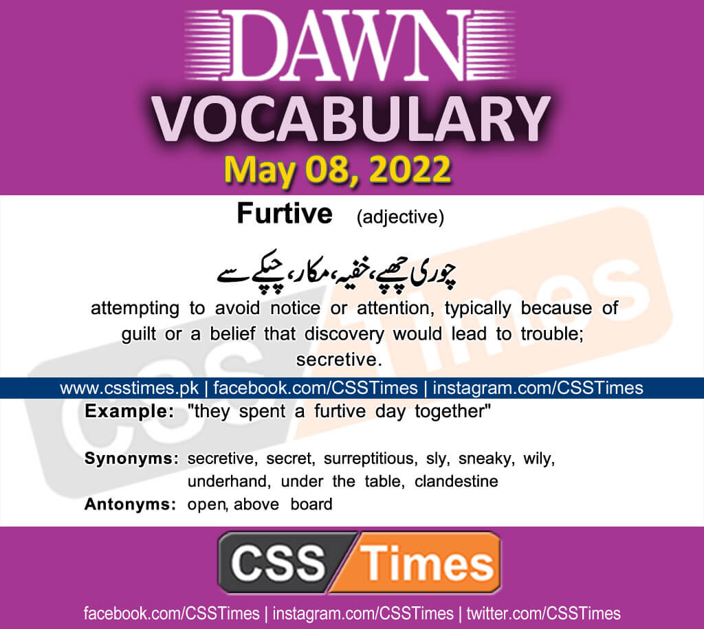 Daily DAWN News Vocabulary with Urdu Meaning (08 May 2022)