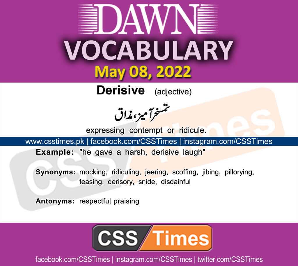 Daily DAWN News Vocabulary with Urdu Meaning (08 May 2022)