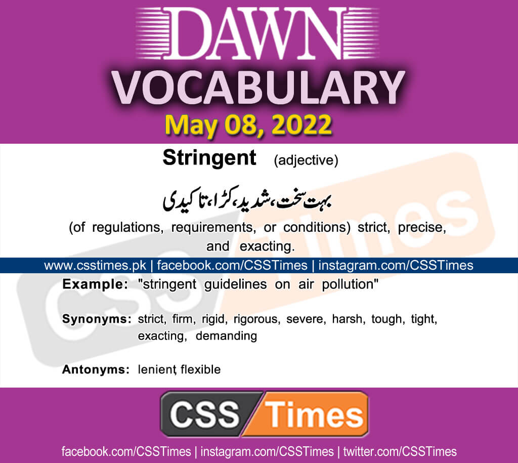 Daily DAWN News Vocabulary with Urdu Meaning (08 May 2022)