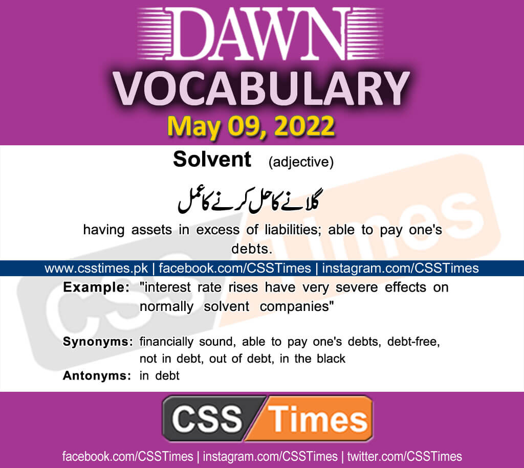 Daily DAWN News Vocabulary with Urdu Meaning (09 May 2022)