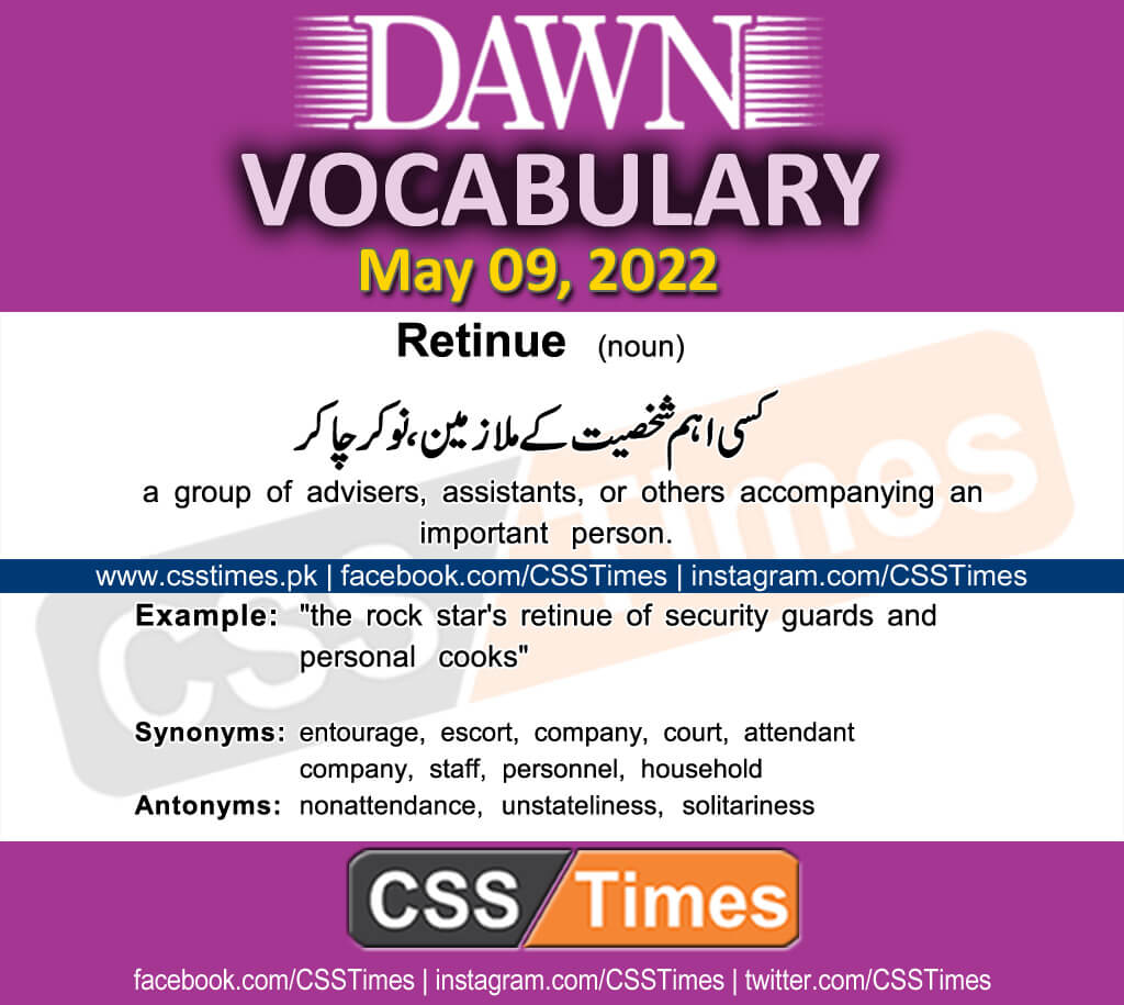 Daily DAWN News Vocabulary with Urdu Meaning (09 May 2022)