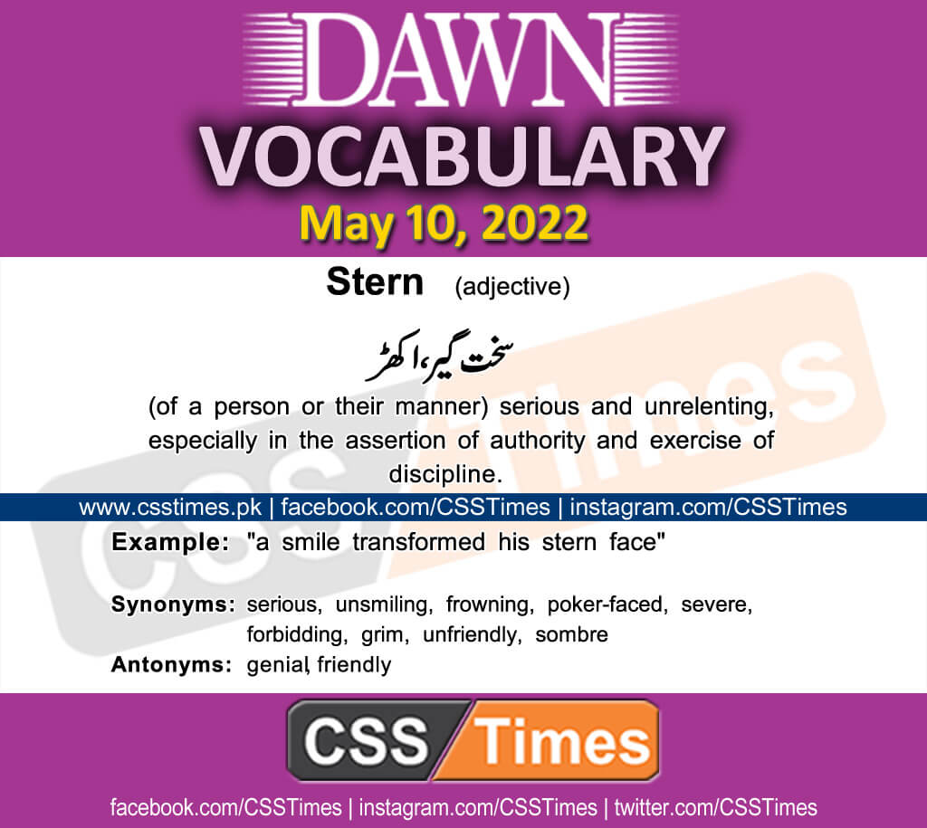 Daily DAWN News Vocabulary with Urdu Meaning (10 May 2022)