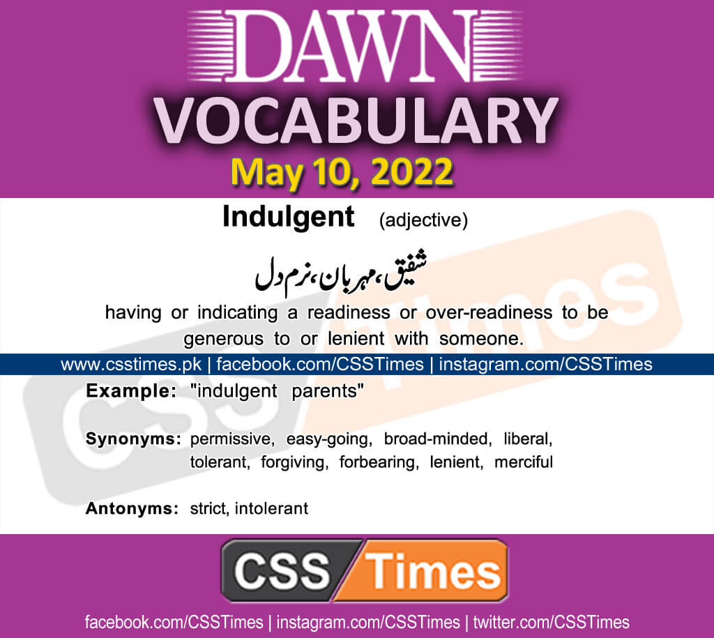 Daily DAWN News Vocabulary with Urdu Meaning (10 May 2022)